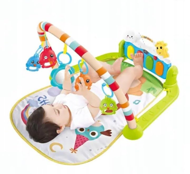 Vista Trade Tapete de Actividades Bebe con Piano - Alfombra Bebe Acolchada Plegable, Gimnasio Bebe 0-6 Meses, Alfombra Infantil y Alfombrilla para Bebé con Piano, Ideal para el Desarrollo